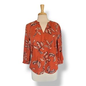 Sonoma Good For Life. V Neck Orange And White Button Down Women's Blouse. Size M